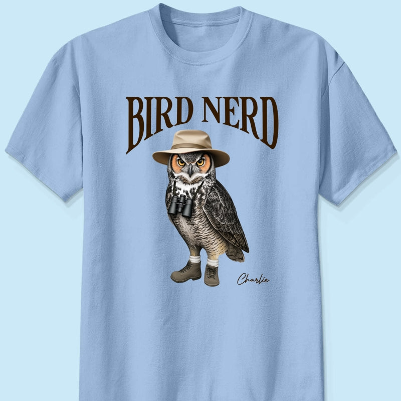 Bird Nerd Custom Name Funny - Personalized Shirt - Gift for Bird Lover, Birdwatcher, Bird Watching Gifts