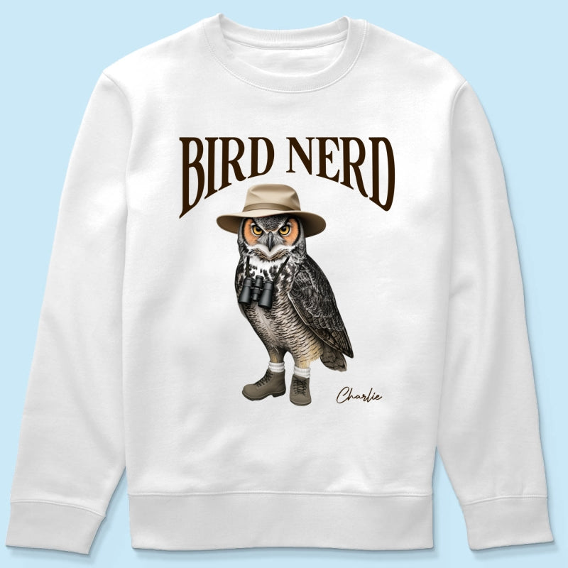 Bird Nerd Custom Name Funny - Personalized Shirt - Gift for Bird Lover, Birdwatcher, Bird Watching Gifts