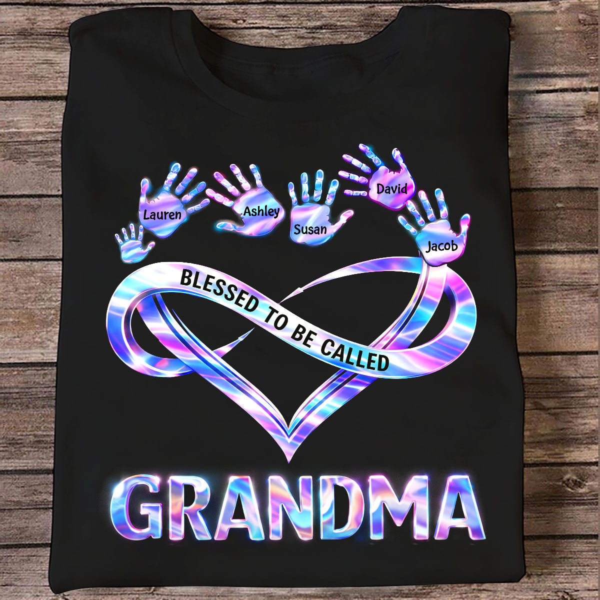 Blessed to be Called Grandma Mom with Kids' Handprint - Personalized Shirt - Sentimental Gift for Grandma, Mom