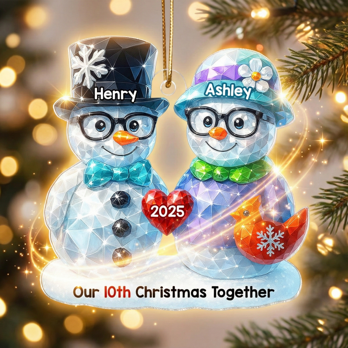 Our Christmas Together 3D Shining Effect - Personalized Acrylic Ornament - Unique Christmas Gift For Him, For Her, For Couple