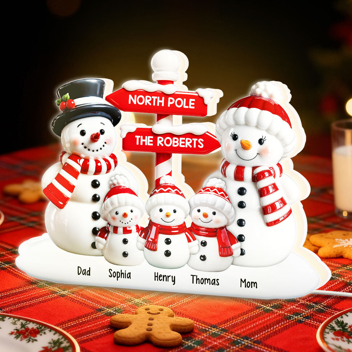 3D Effect Snowman North Pole - Personalized Light Box - Christmas Decor For Grandma, Grandpa, Family