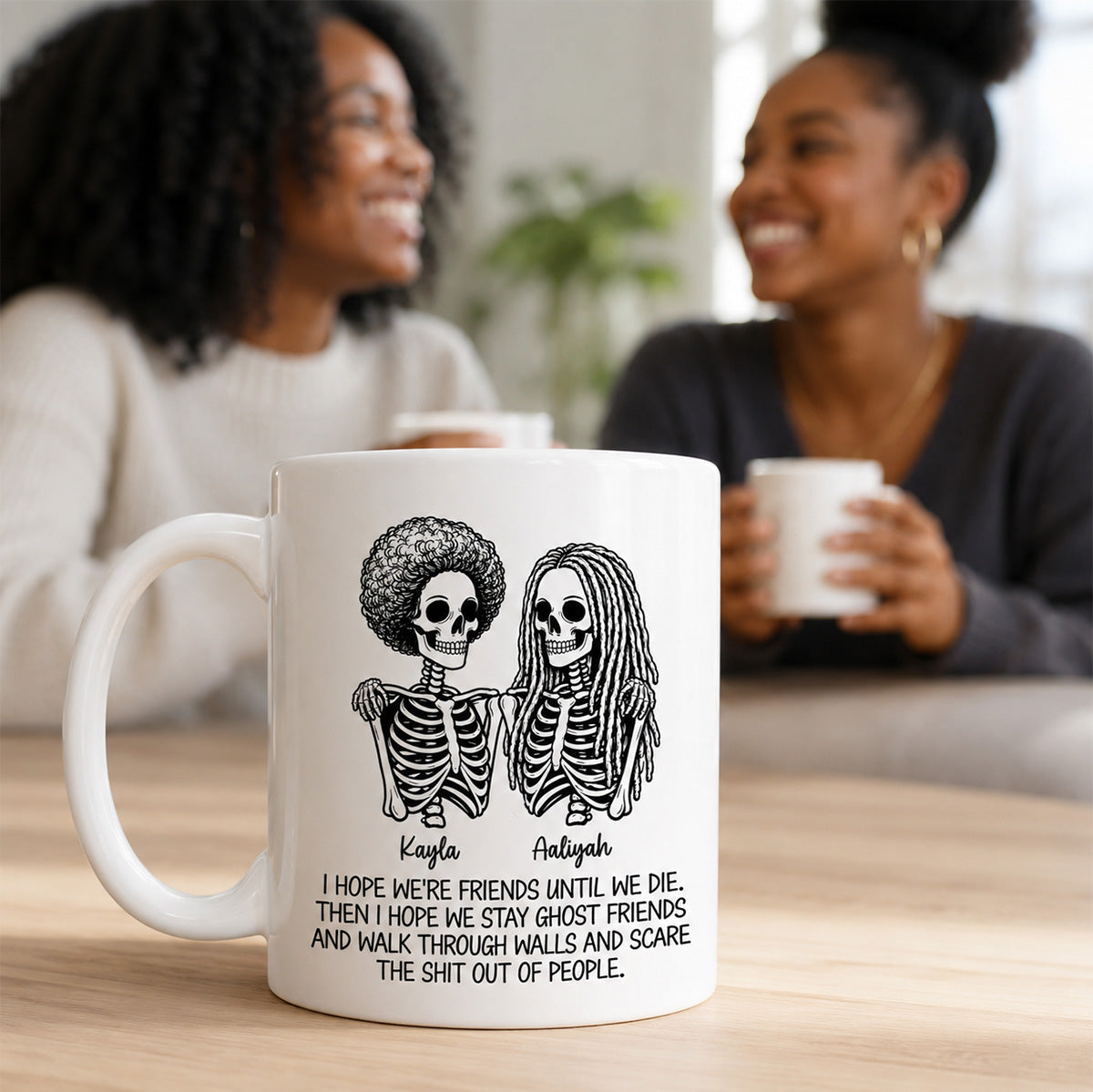 Skeleton Besties Until We Die - Personalized Mug - Funny Work Bestie Gift, Halloween Keepsake For Best Friends