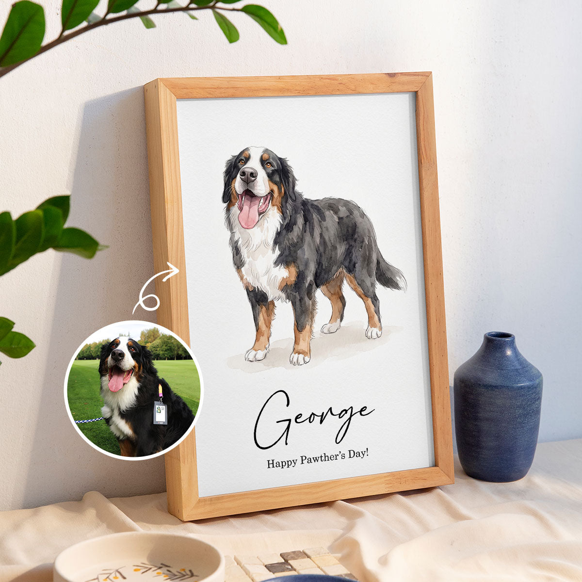 Custom Watercolor Portraits Using Pet Photo - Personalized Poster - Father's Day Gift for Dogs Cats Lovers