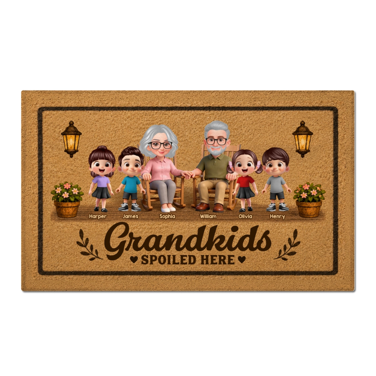 Grandkids Spoiled Here Grandparents & Grandkids - Personalized Doormat - Home Decor Gift For Grandparents