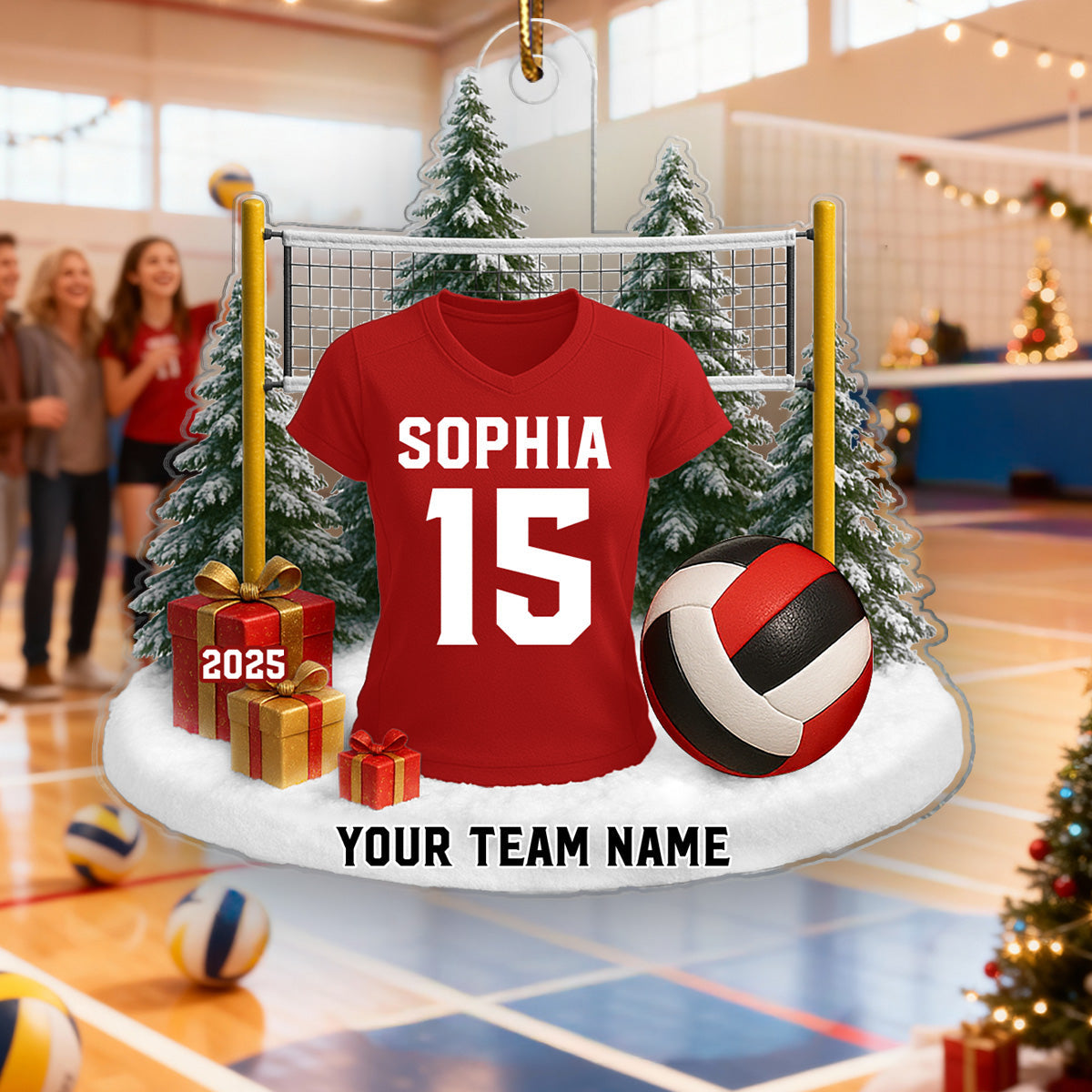 3D Effect Volleyball Player Uniform - Personalized Acrylic Ornament - Christmas Gift For Volleyball Players, School Volleyball Team