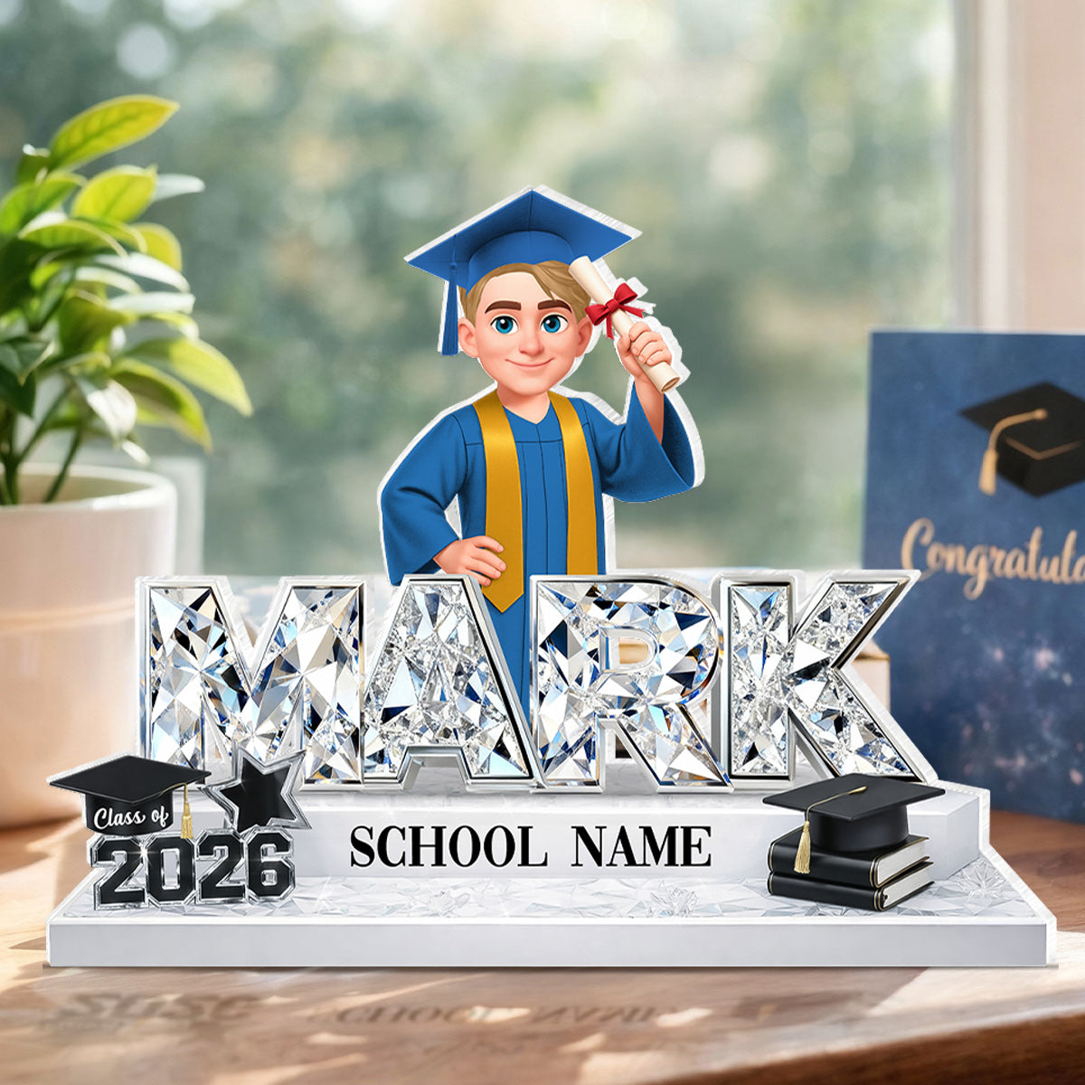Custom Senior Name Shiny Effect - Personalized Acrylic Block Plaque - 2026 Graduation Gift for Daughter, Son, Grandkids