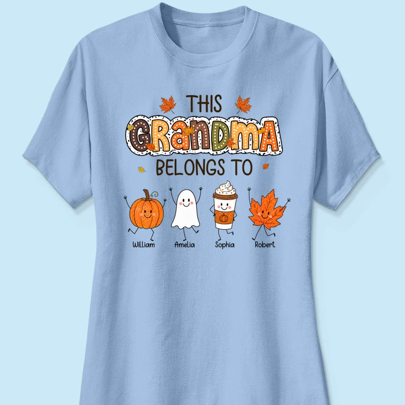 Fall Season Funny Kids This Grandma Belongs To - Personalized Shirt - Gift For Grandmas, Moms