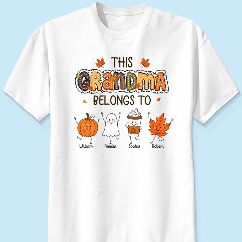 Fall Season Funny Kids This Grandma Belongs To - Personalized Shirt - Gift For Grandmas, Moms