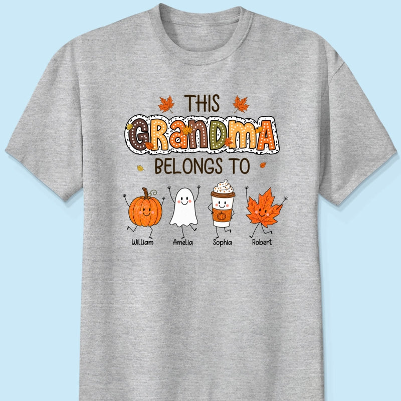 Fall Season Funny Kids This Grandma Belongs To - Personalized Shirt - Gift For Grandmas, Moms