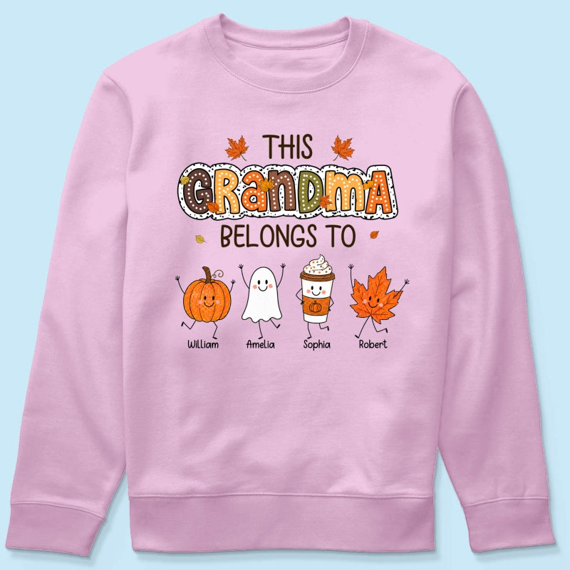 Fall Season Funny Kids This Grandma Belongs To - Personalized Shirt - Gift For Grandmas, Moms