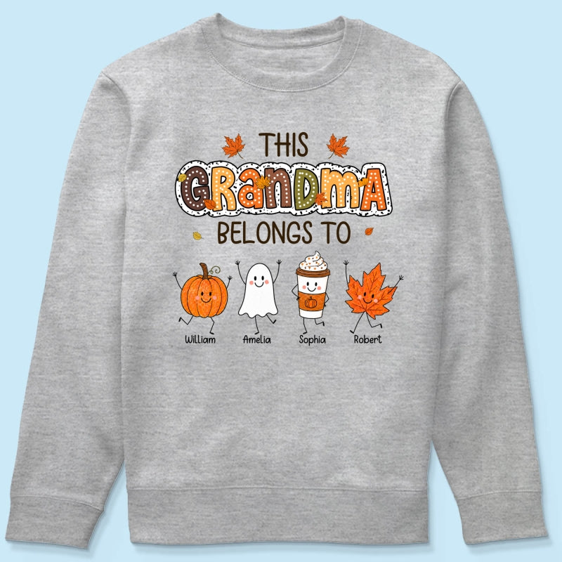 Fall Season Funny Kids This Grandma Belongs To - Personalized Shirt - Gift For Grandmas, Moms