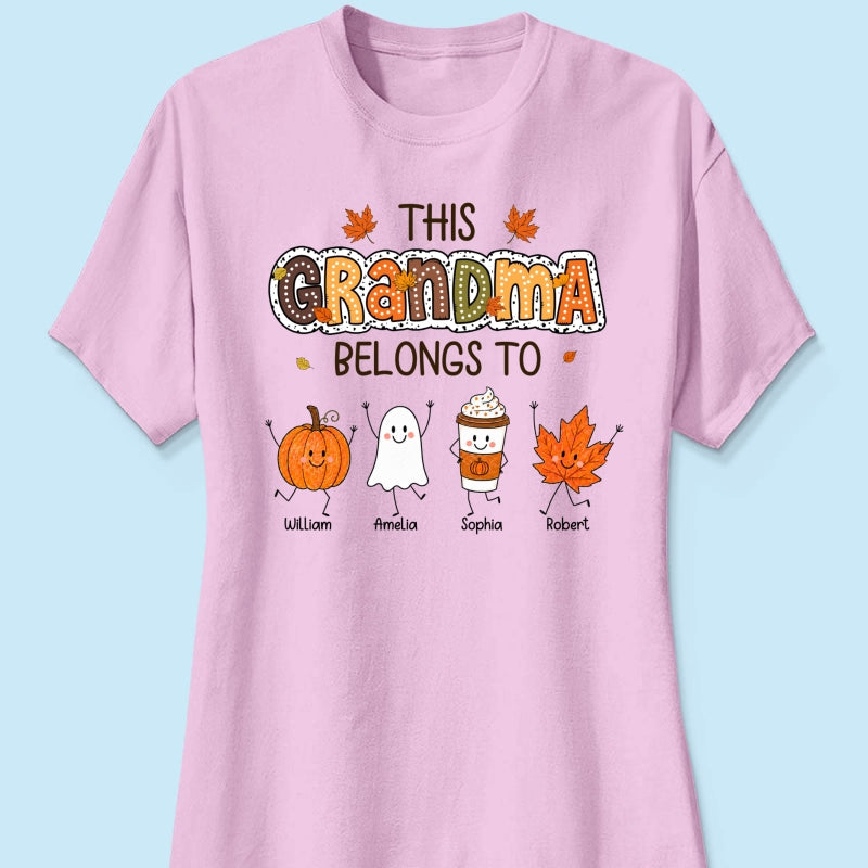 Fall Season Funny Kids This Grandma Belongs To - Personalized Shirt - Gift For Grandmas, Moms