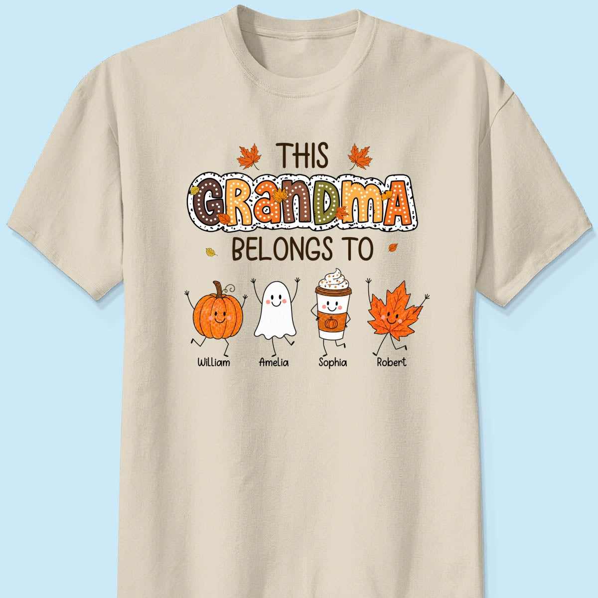 Fall Season Funny Kids This Grandma Belongs To - Personalized Shirt - Gift For Grandmas, Moms