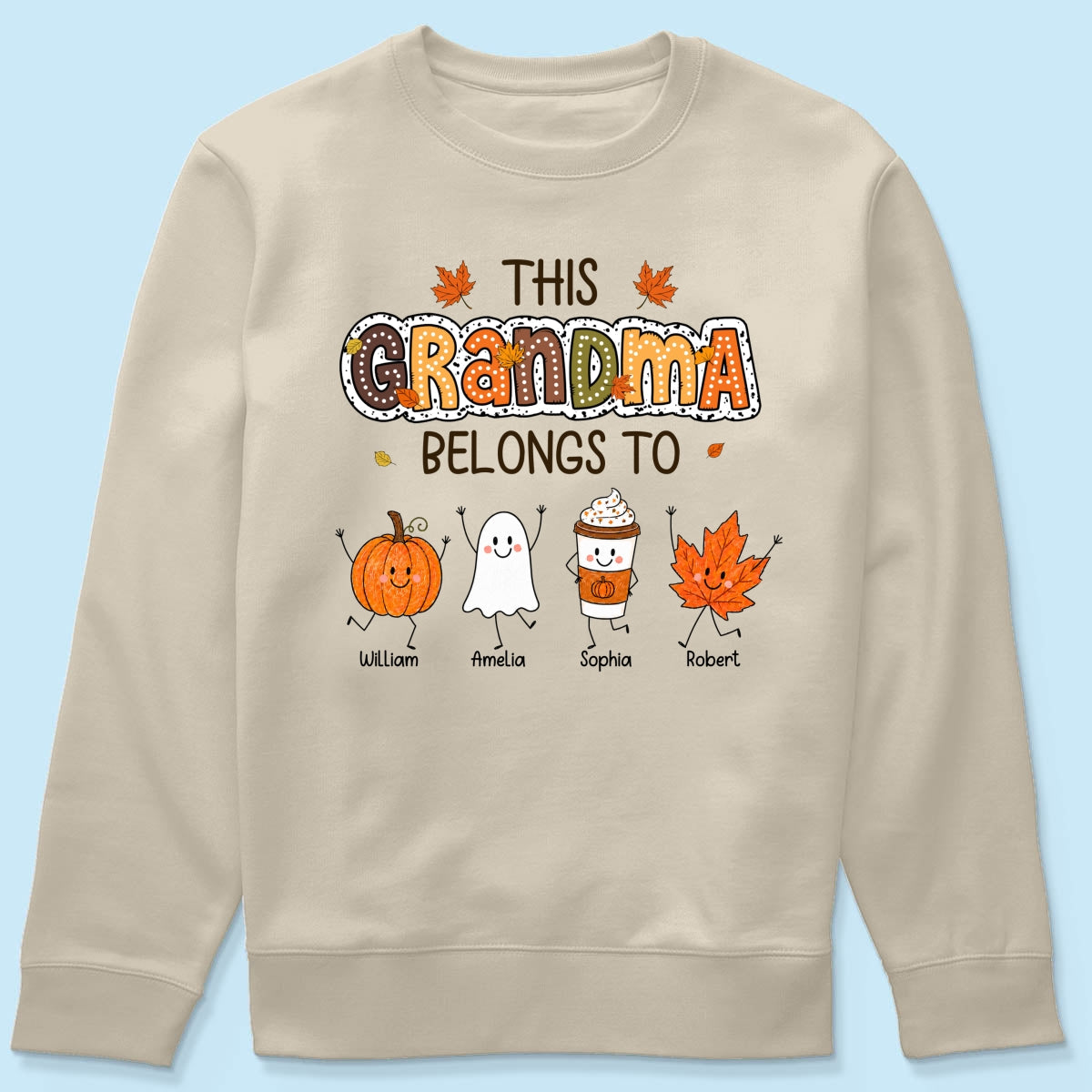 Fall Season Funny Kids This Grandma Belongs To - Personalized Shirt - Gift For Grandmas, Moms