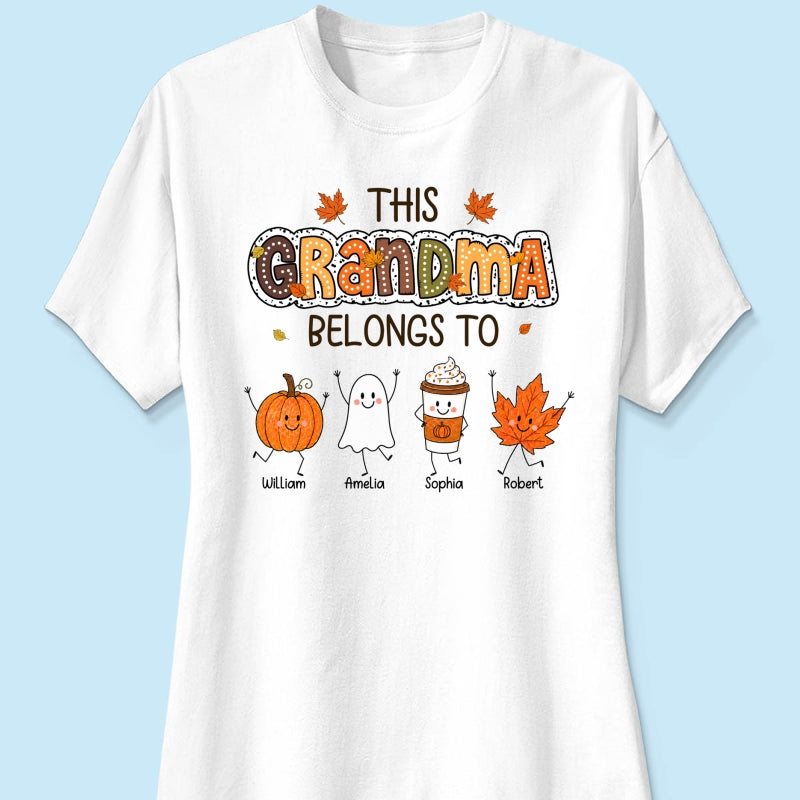 Fall Season Funny Kids This Grandma Belongs To - Personalized Shirt - Gift For Grandmas, Moms