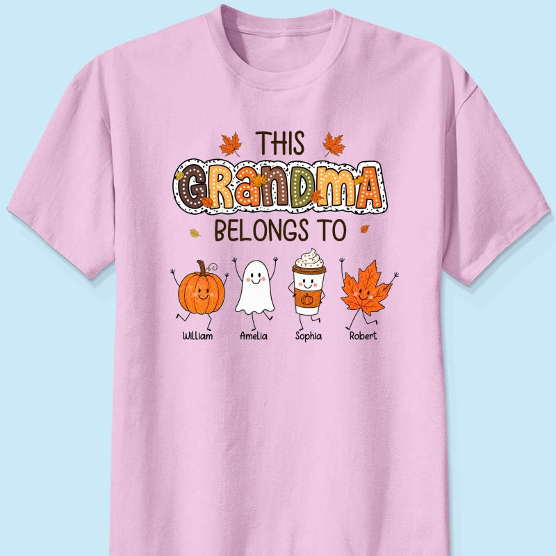 Fall Season Funny Kids This Grandma Belongs To - Personalized Shirt - Gift For Grandmas, Moms