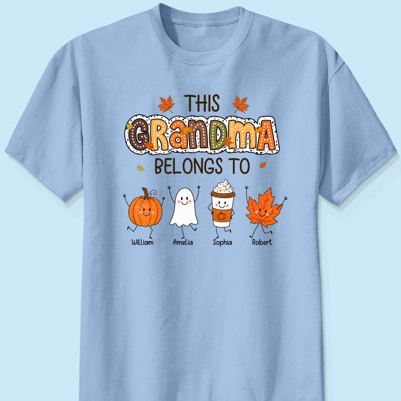 Fall Season Funny Kids This Grandma Belongs To - Personalized Shirt - Gift For Grandmas, Moms
