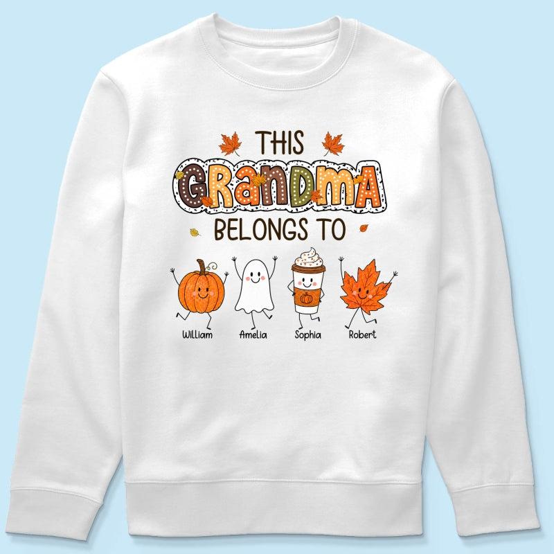 Fall Season Funny Kids This Grandma Belongs To - Personalized Shirt - Gift For Grandmas, Moms