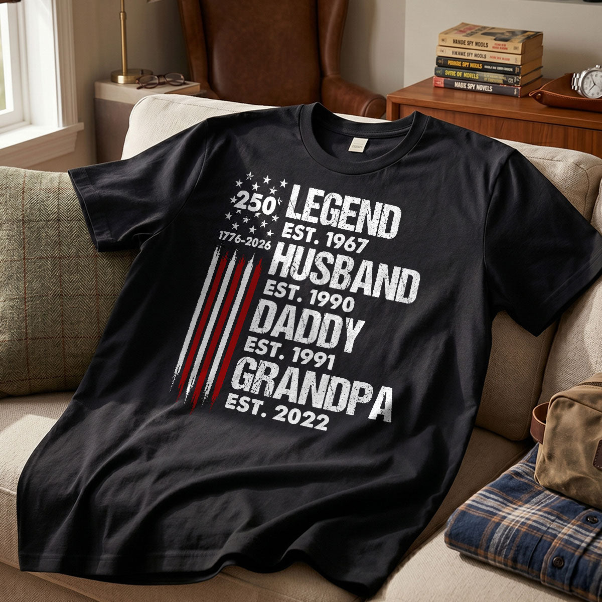 Proud Grandpa Legend Nation Flag American 250th Anniversary - Personalized Shirt - Father's Day Gift For Dad, Grandpa