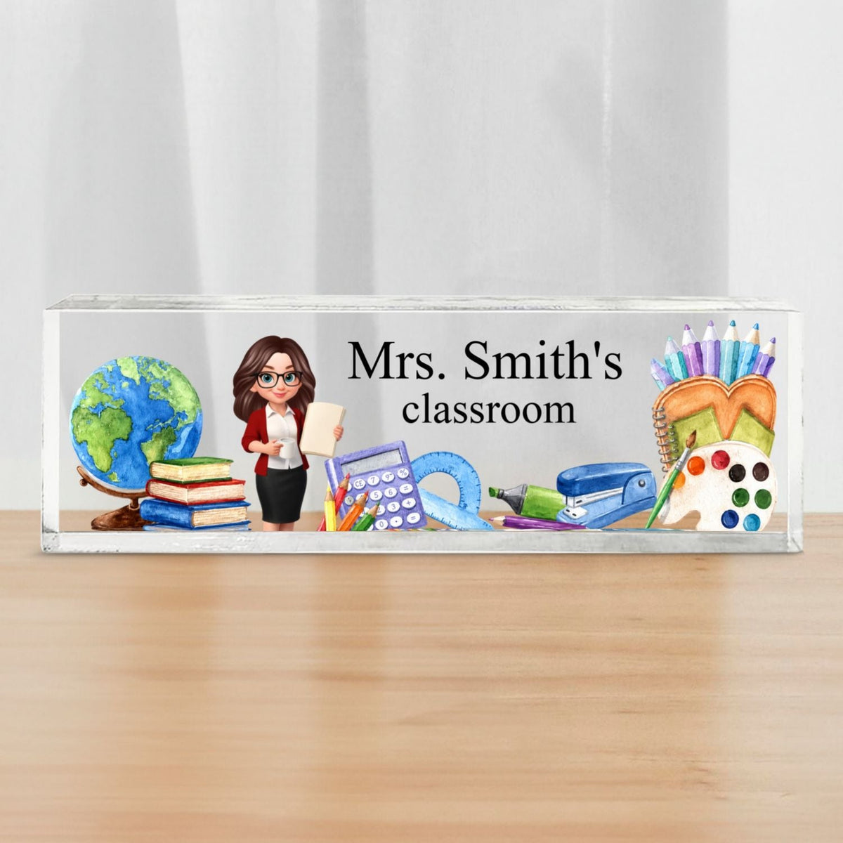 Teacher's Classroom Custom Teacher Name Sign - Personalized Name Desk Plate - Back to School Gift for Teacher