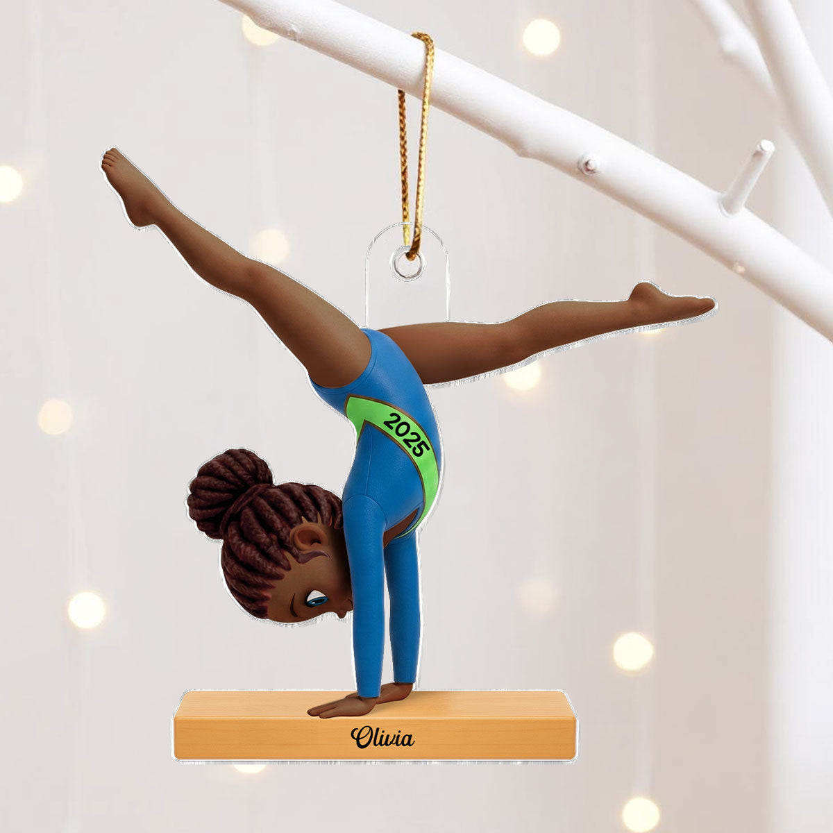 3D Effect Gymnastic Girl Cartwheel Pose - Personalized Acrylic Car Hanger- Gymnast Gift For Daughter, Granddaughter