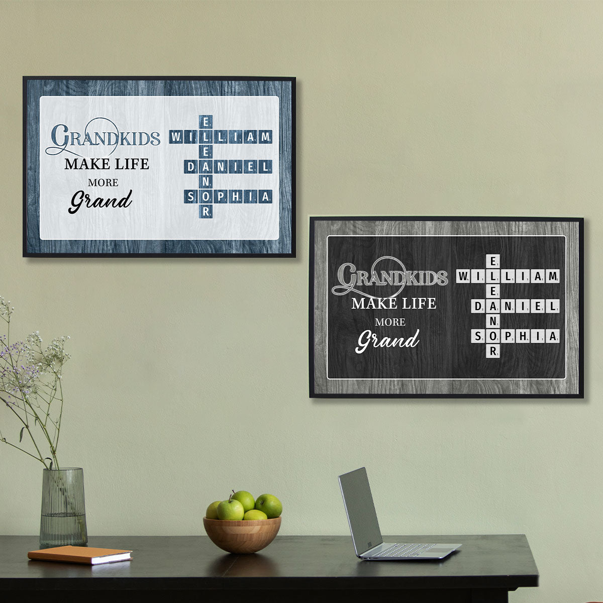 Grandkids Make Life More Grand Crossword Puzzle Art, Personalized Poster