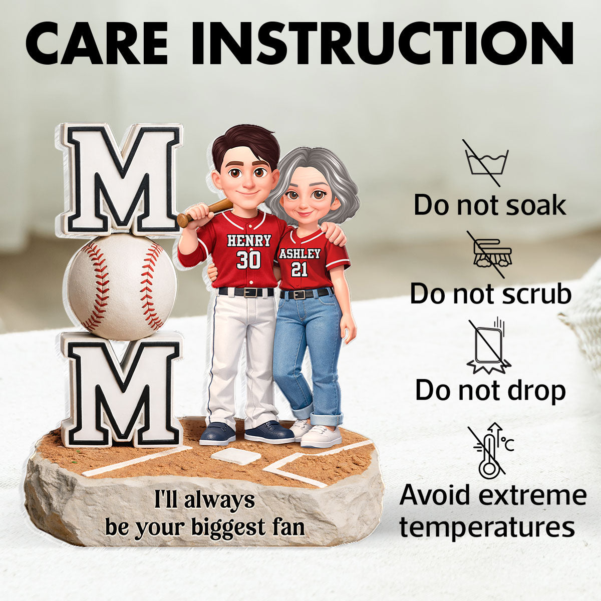 I'll Always Be Your Biggest Fan Mom Daughter Son Baseball - Personalized Acrylic Block Plaque - Heartfelt Gift For Baseball Mom