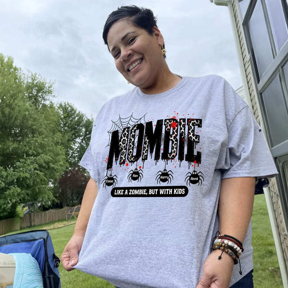 Mombie Like a Zombie But with Kids - Personalized Shirt - Spooky Funny Halloween Shirt for Mom, Wife