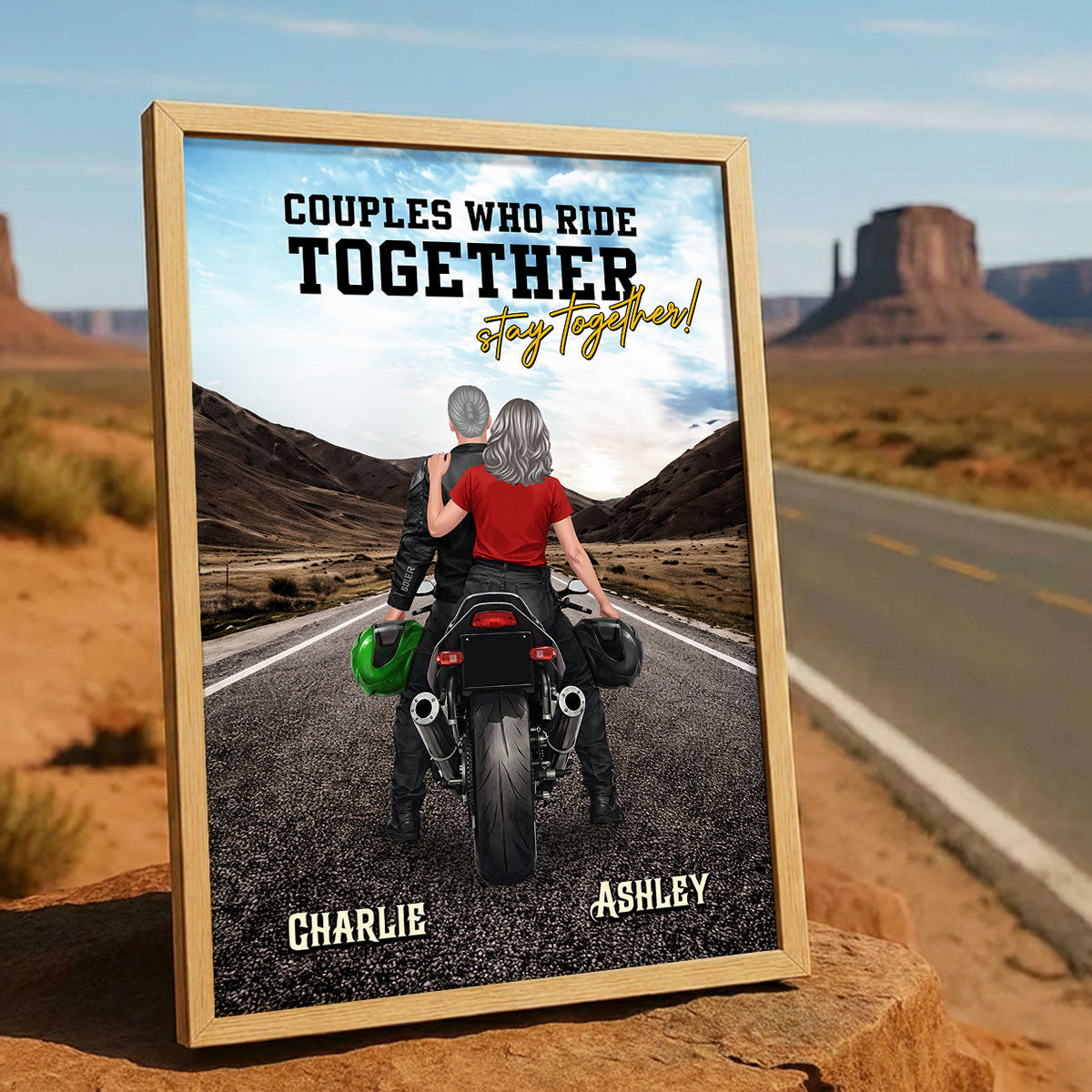 Couple Who Rides Together Stay Together Biker Couple - Personalized Poster - Anniversary Gift for him, for her