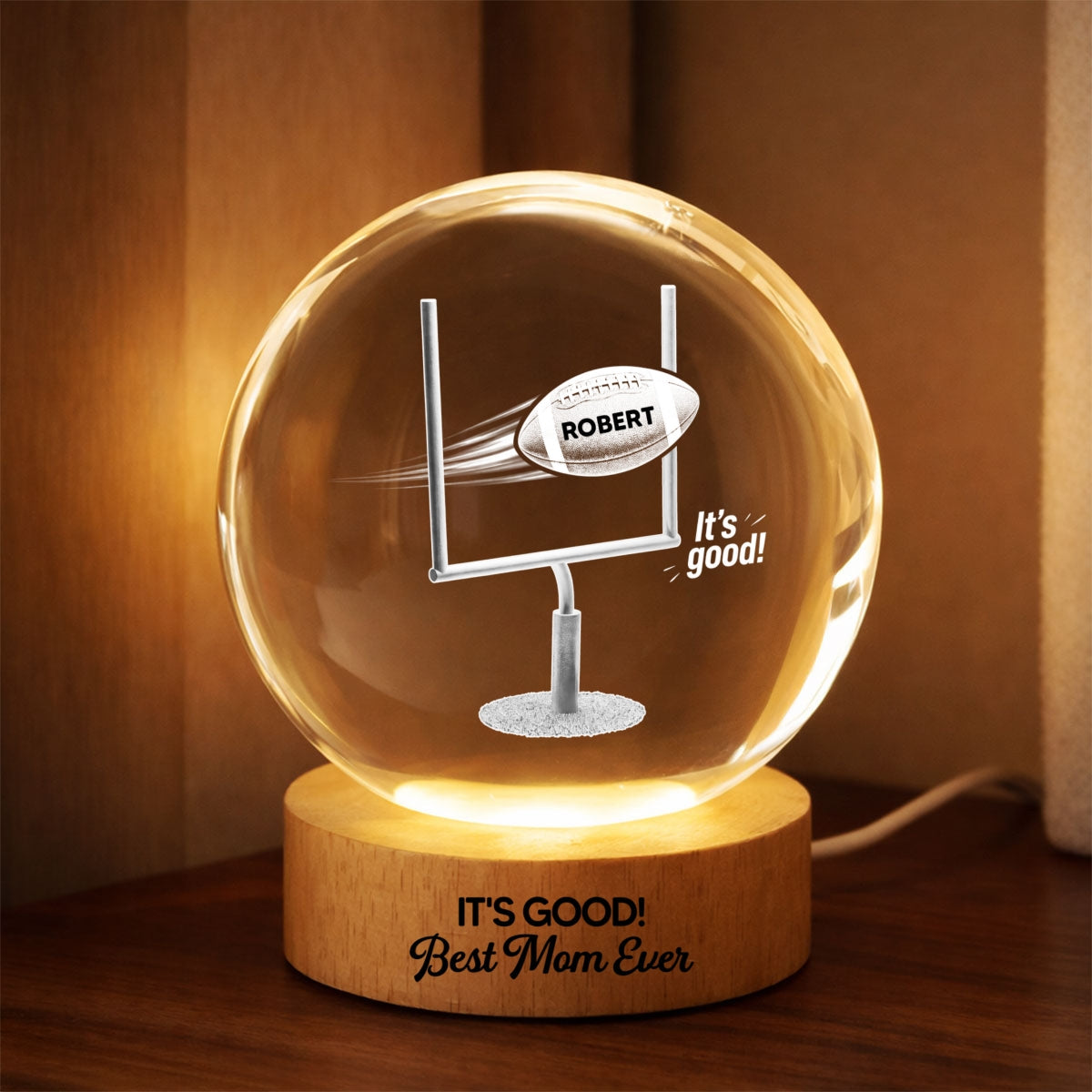 It's Good! Best Mom Ever - Personalized Crystal Ball LED Night Light - Mother's Day Gift For American Football Mom