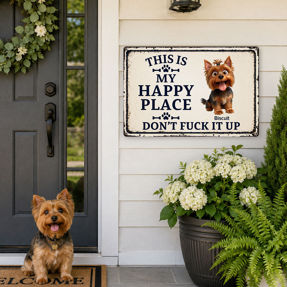 This Is My Happy Place For Dog - Personalized Metal Sign - Gift For Dog Lovers