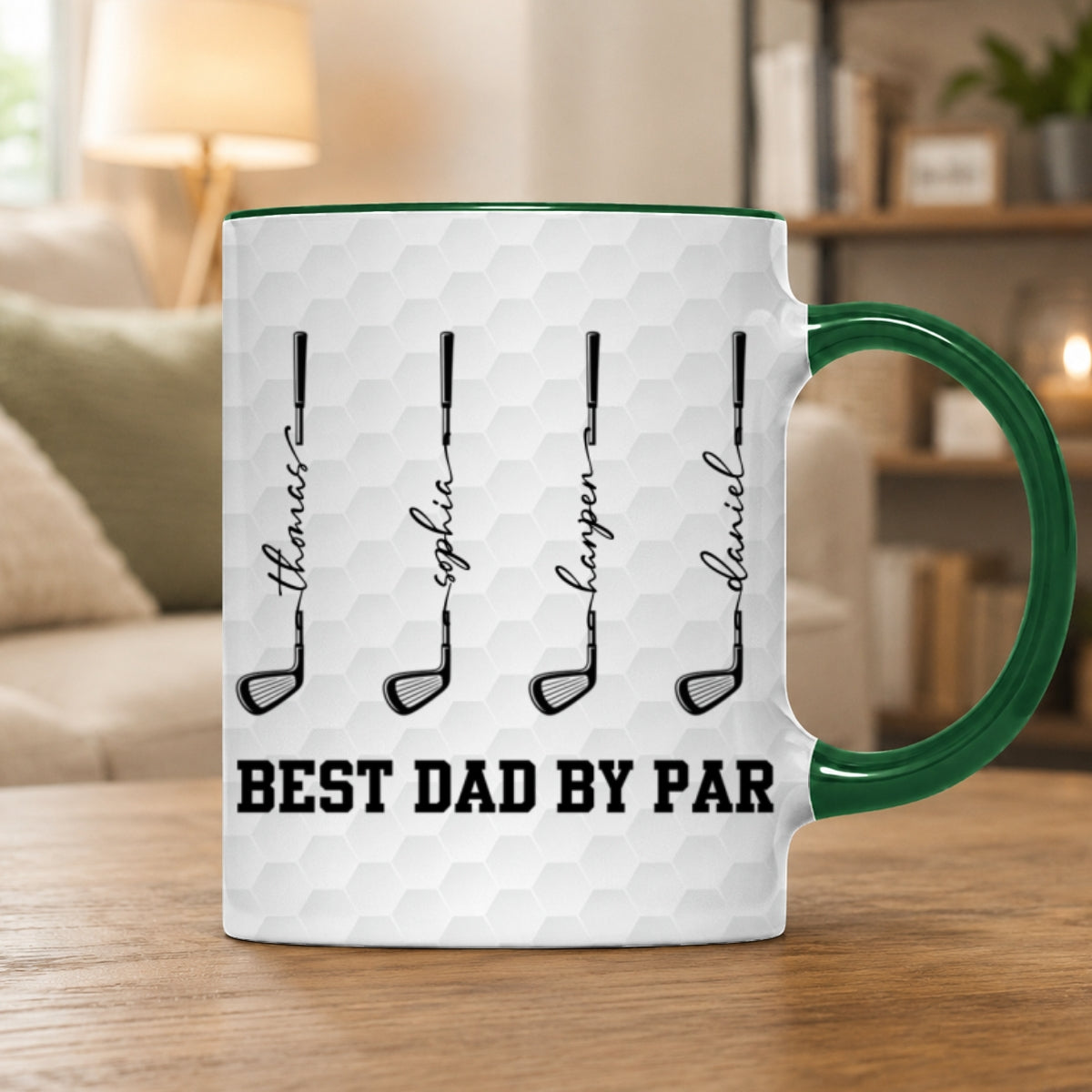 Best Dad By Par Custom Kid Name - Personalized Mug - Father's Day Gift For Golf Dad, Grandpa