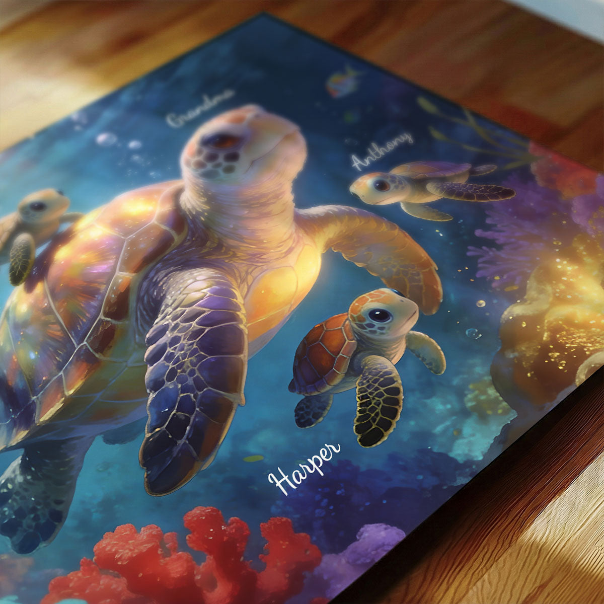 Timeless Love Grandma Grandkids Sea Turtles - Personalized Poster - Mother's Day Gift For Grandma