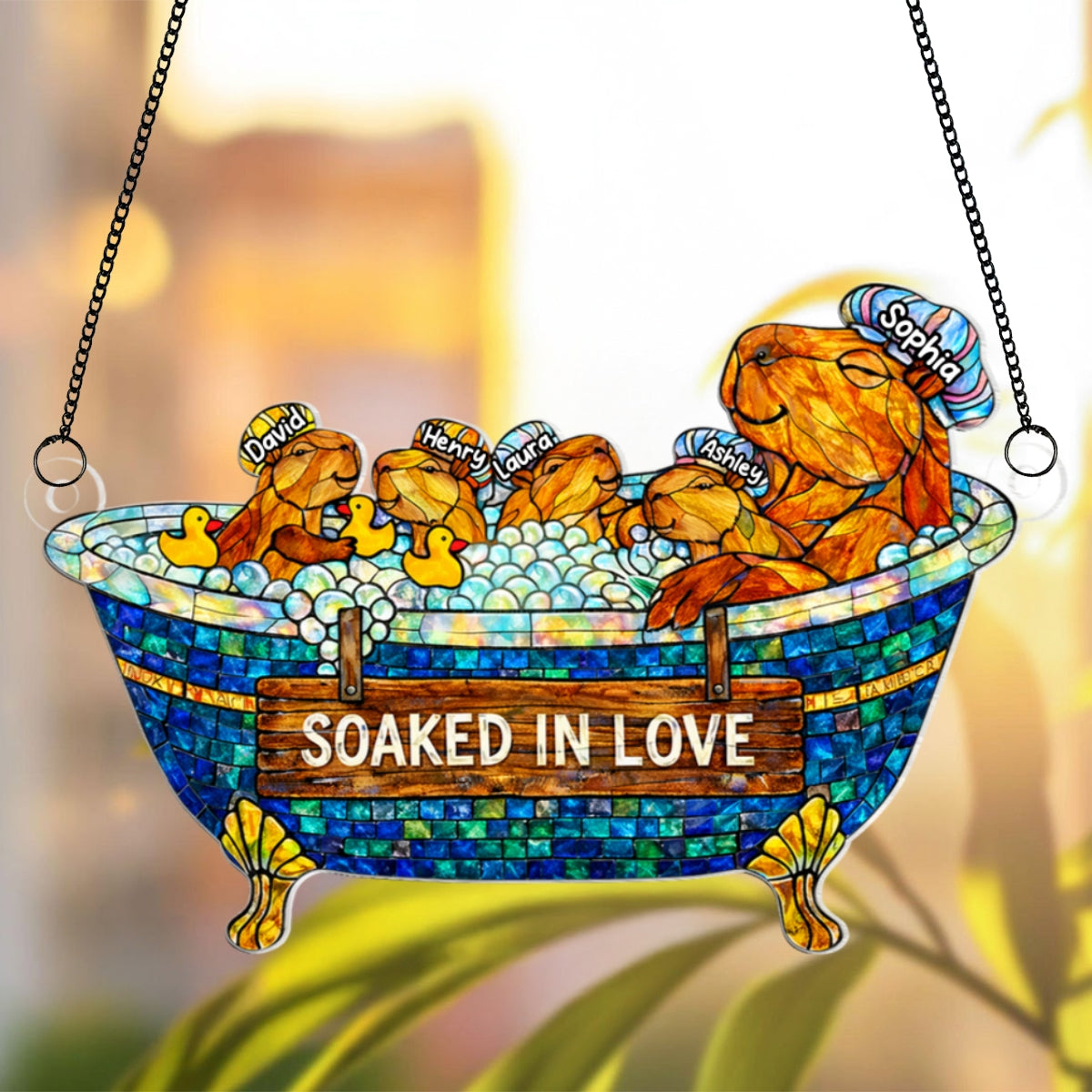 Cute Water Critter Mom - Personalized Suncatcher - Gift For Mom, Grandma