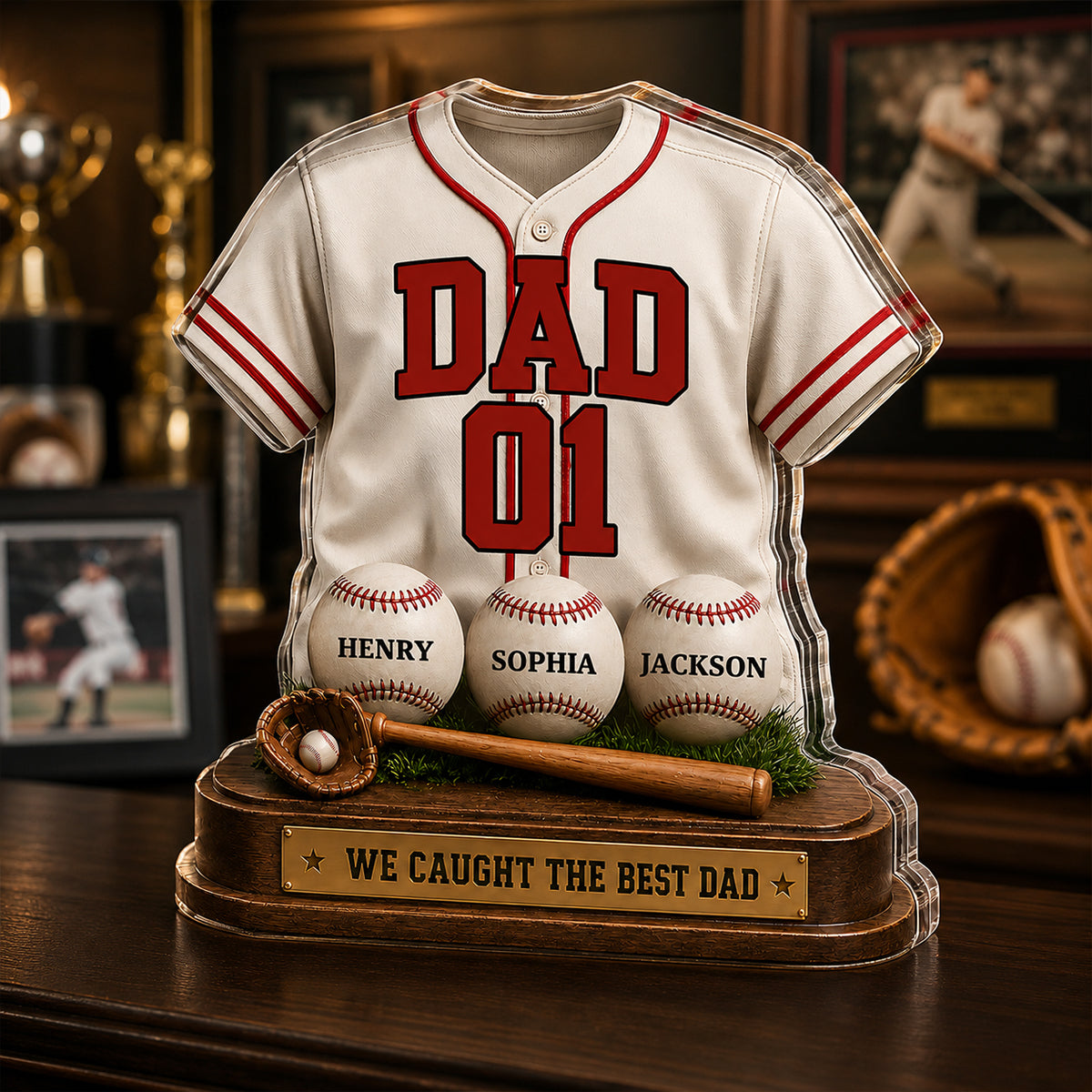 Baseball Dad Legend We Caught The Best Dad - Personalized Acrylic Block Plaque -  Gift For Dad, Husband