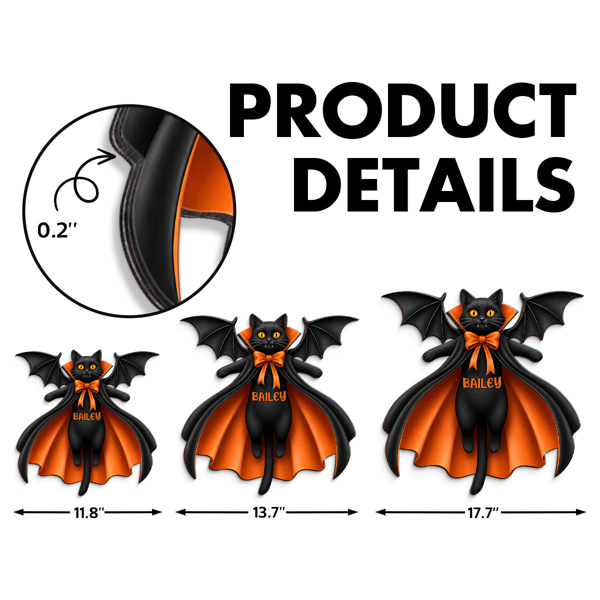 Halloween Cat Vampire - Personalized Wooden Door Sign - Summerween Decor for Cat Lovers