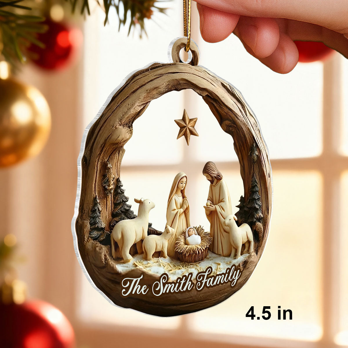 Holy Family Nativity 3D Effect - Personalized Acrylic Ornament - Christmas Gift For Family