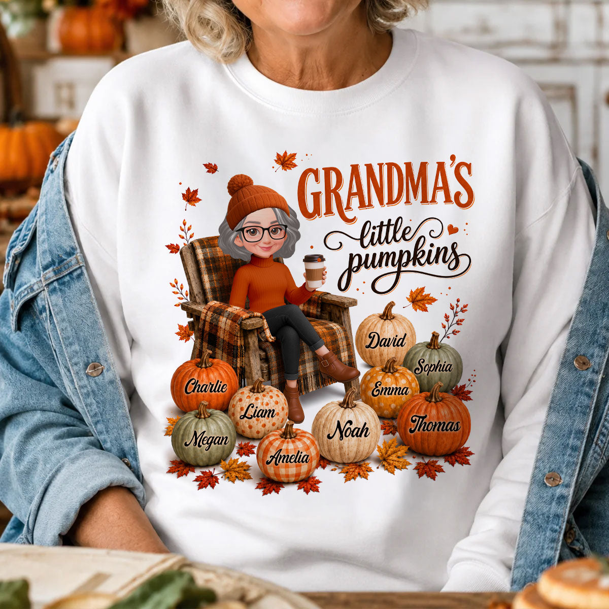 Grandma's Little Pumpkins - Personalized Shirt - Trendy Fall Tee for Grandma