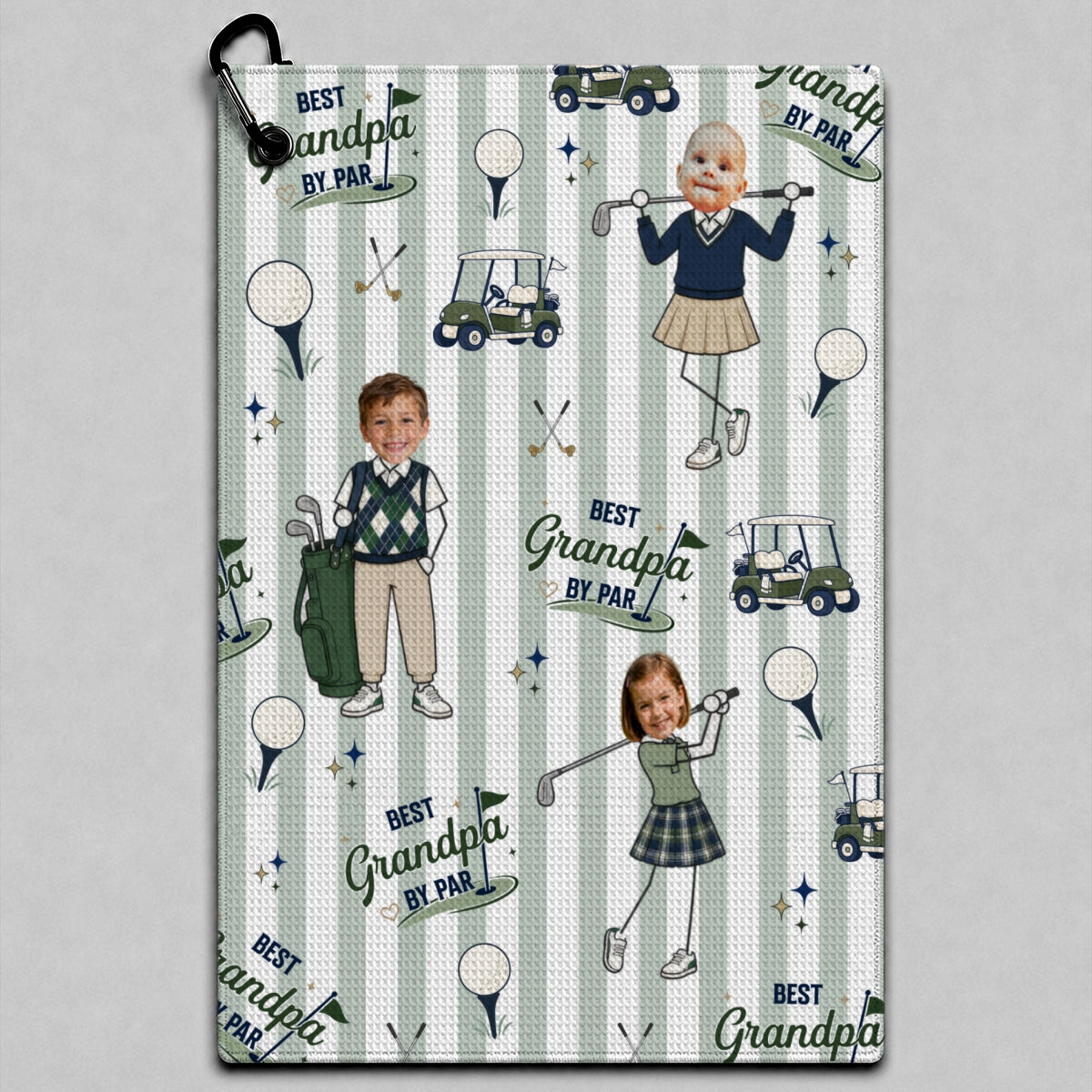Best Dad Grandpa By Par Kid Custom Photo - Personalized Golf Towel - Father's Day Gift For Golfers