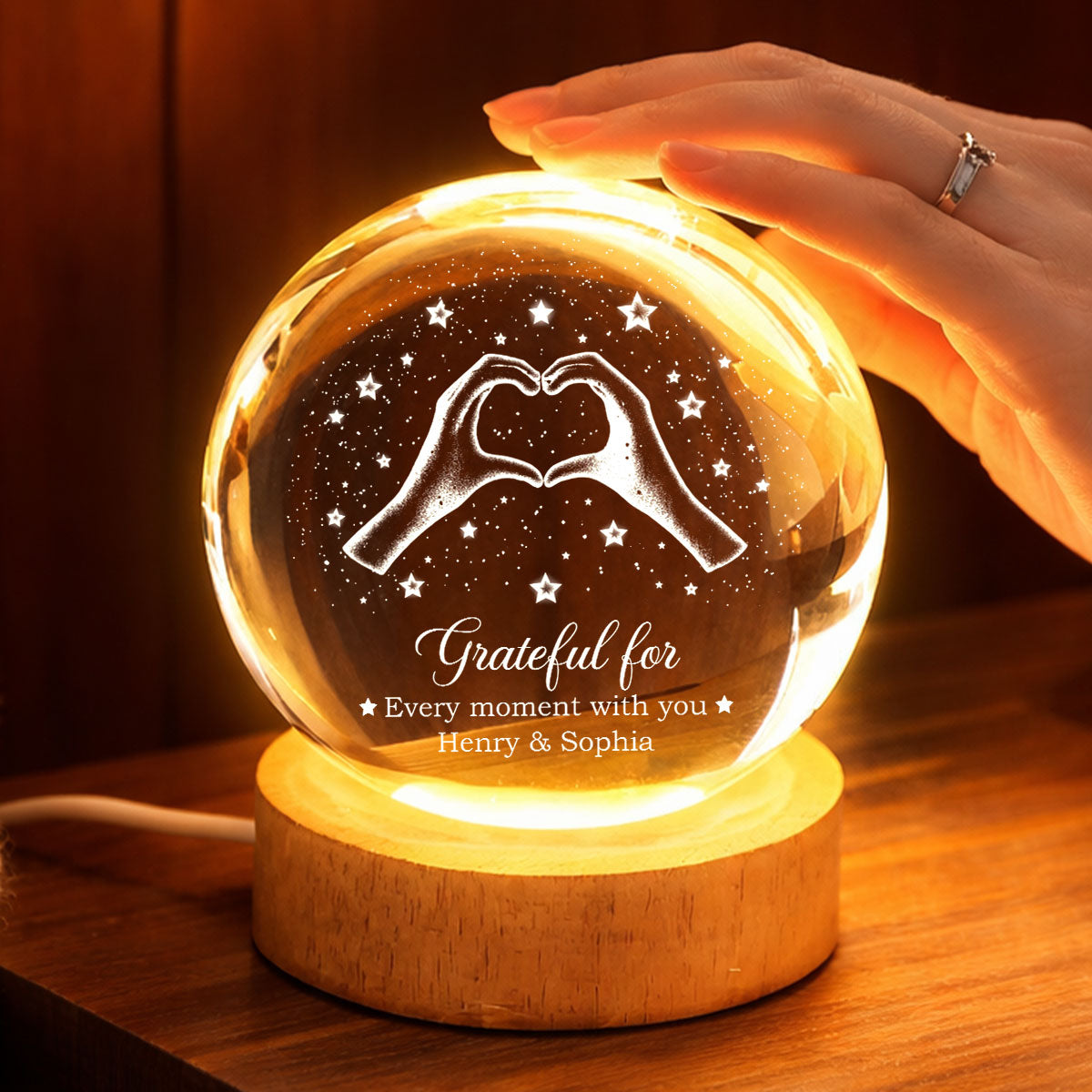 Couple You & Me We Got This - Personalized Crystal Ball LED Night Light - Sentimental Gift for Her, for Him, Couple Keepsake