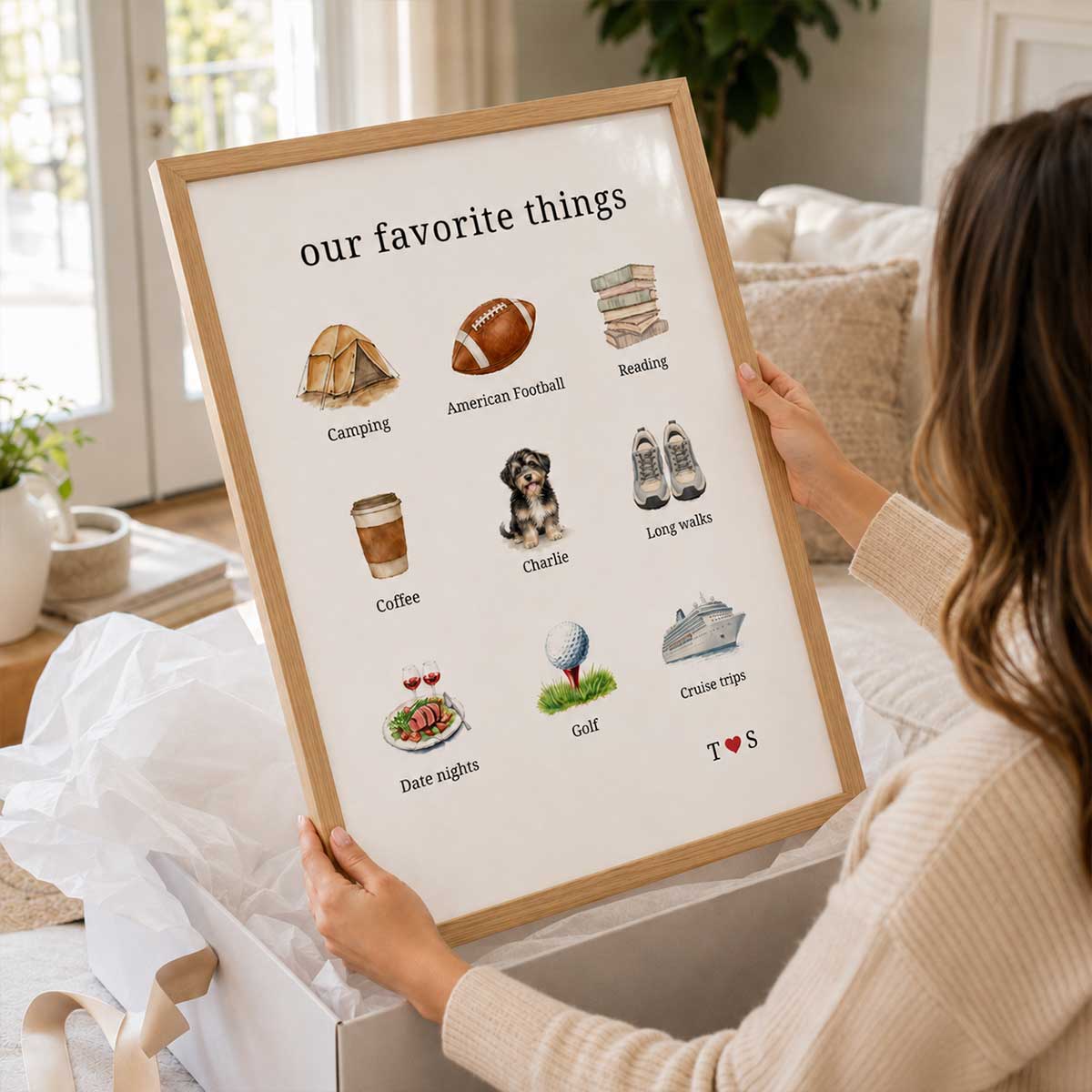 Our Favorite Things Couple & Dogs - Personalized Poster