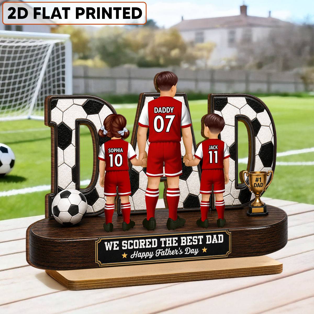 Soccer Dad Legend We Scored The Best Dad Back View - Personalized 2-Layered Wooden Plaque -  Gift For Dad, Husband, Soccer Lovers