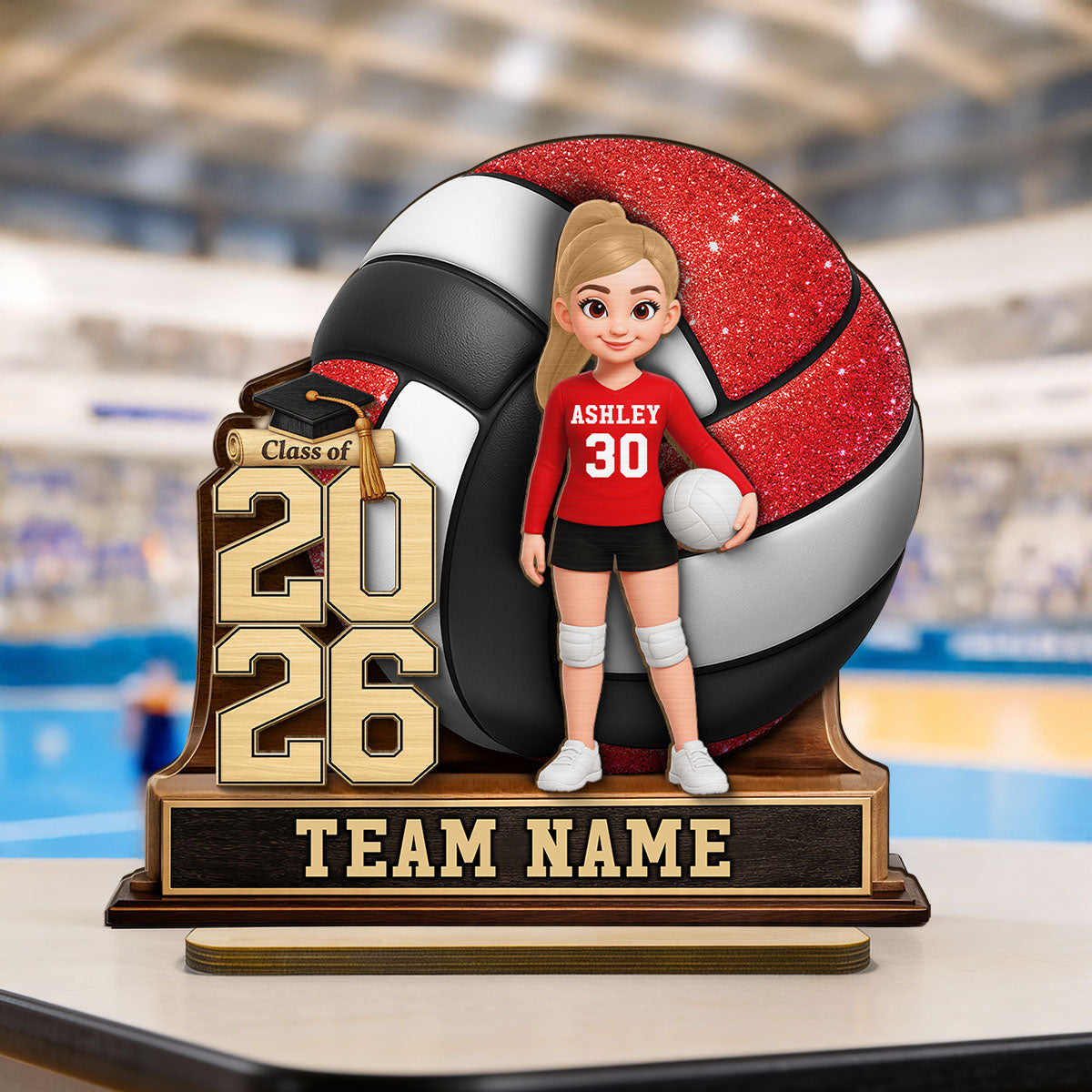 Volleyball Senior Keepsake 2D Flat - Personalized 2-Layered Wooden Plaque - Graduation Gift For Daughter, Graduates, Class of 2026