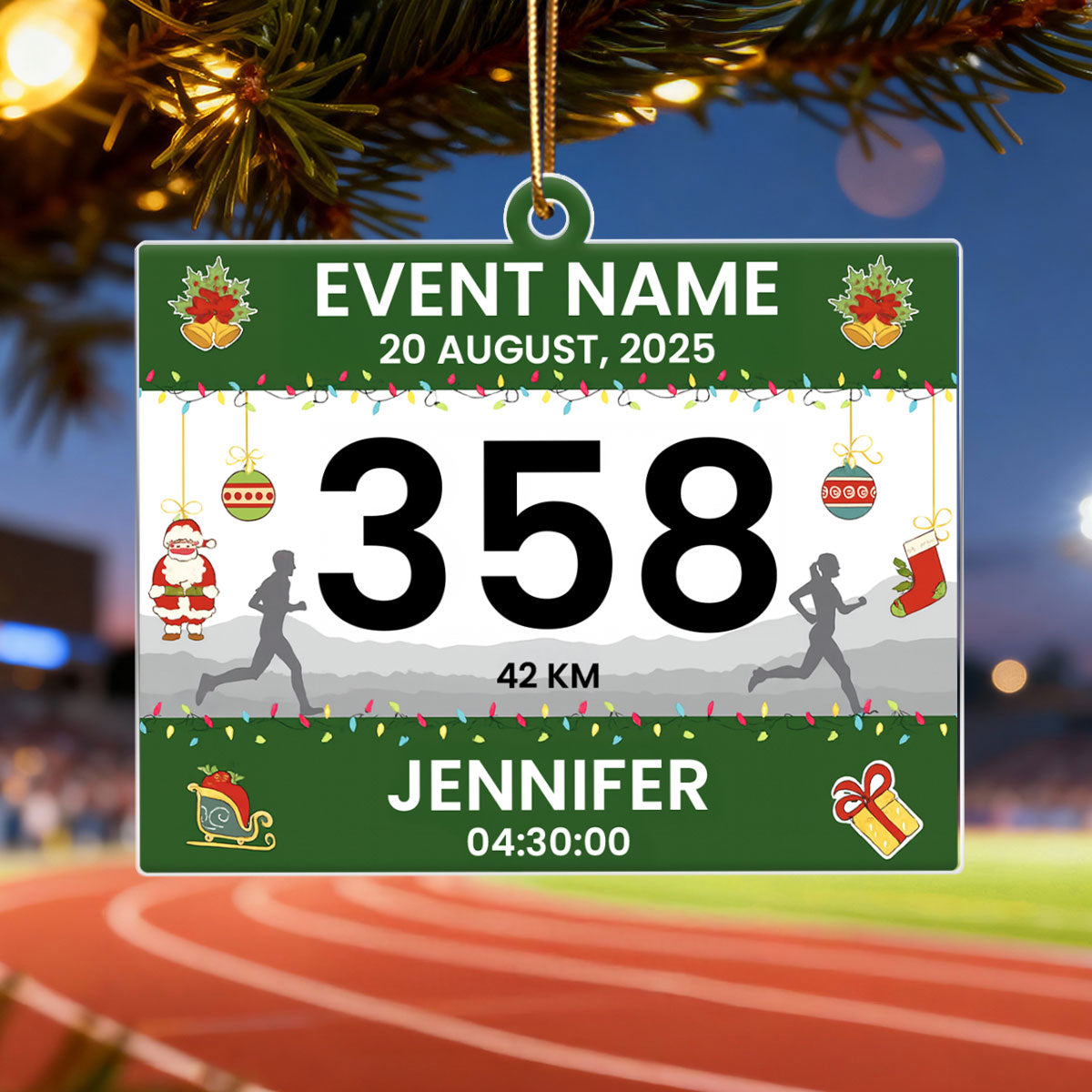 Custom Race Bib Cross Country Marathon - Personalized Acrylic Ornament - Christmas Gift for Marathon Runner, Marathon Lover