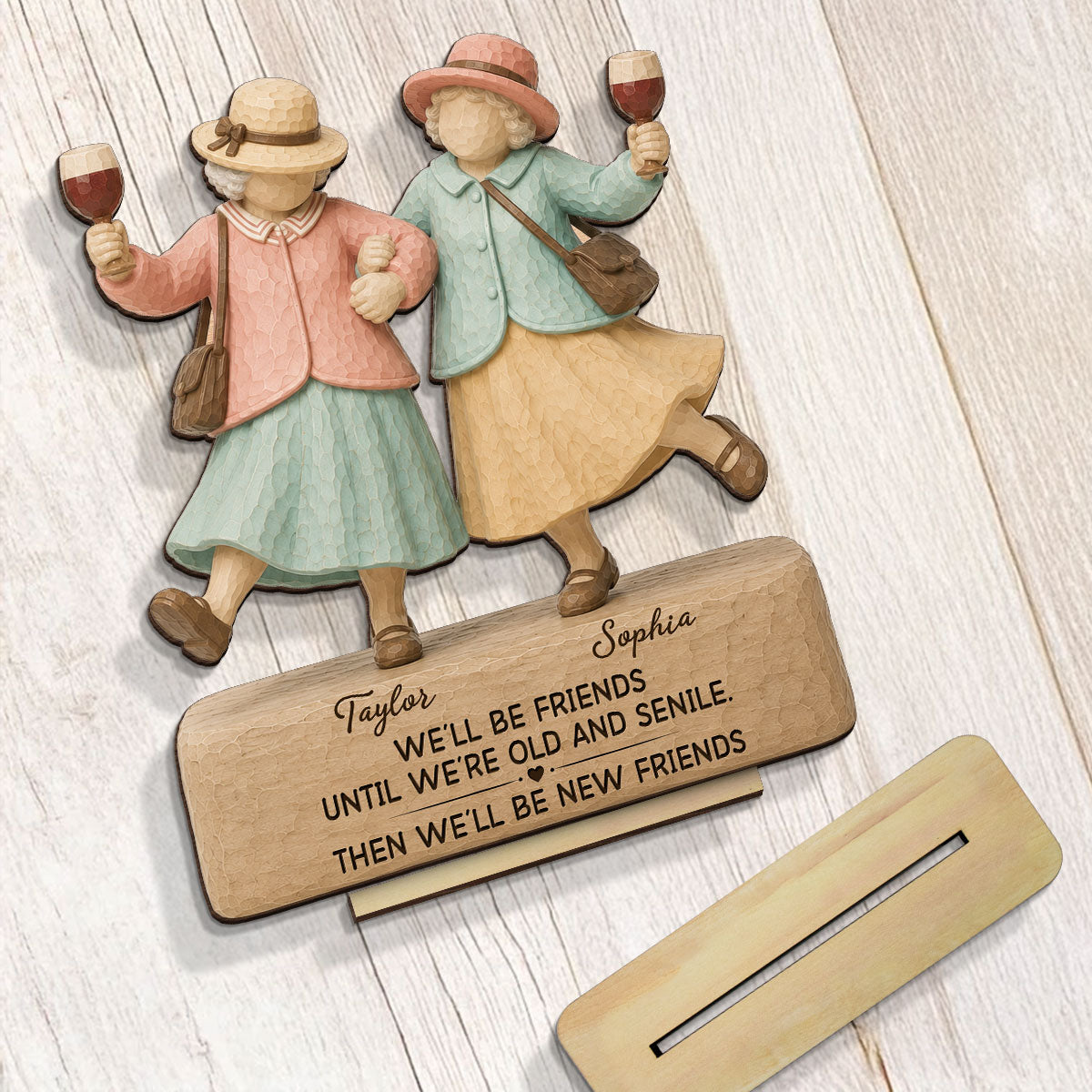 Funny We'll Be Friends - Personalized 2 Layered Wooden Plaque - Gift For Besties, Best Friends