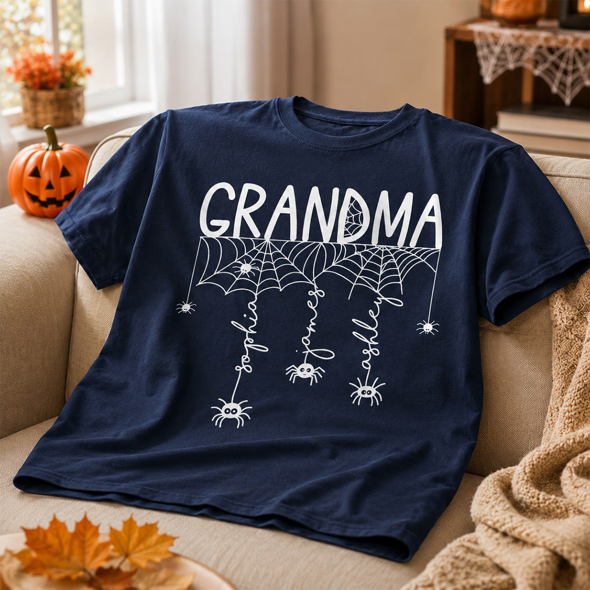 Grandma Mom Spooky Spiders - Personalized Shirt - Halloween Gift