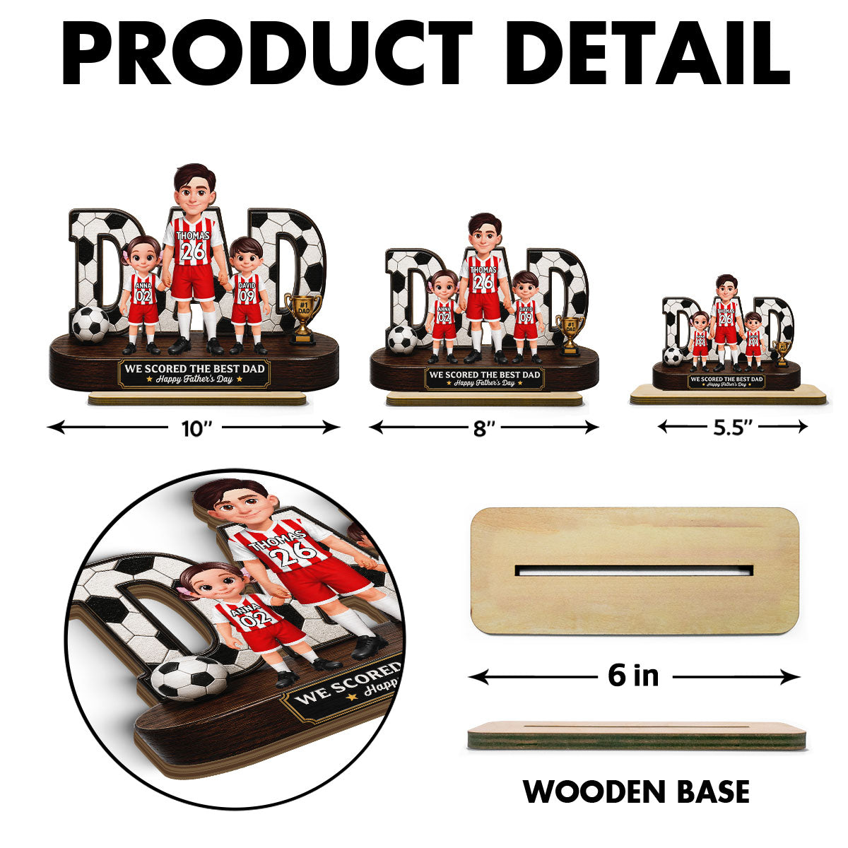 Soccer Dad Legend We Scored The Best Dad - Personalized 2-Layered Wooden Plaque -  Gift For Dad, Husband, Soccer Lovers