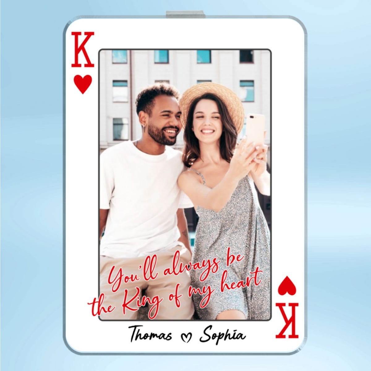 King/Queen Of My Heart Couple Custom Photo - Personalized Acrylic Car Visor - Valentine's Day Gift, Anniversary Gift For Him, For Her