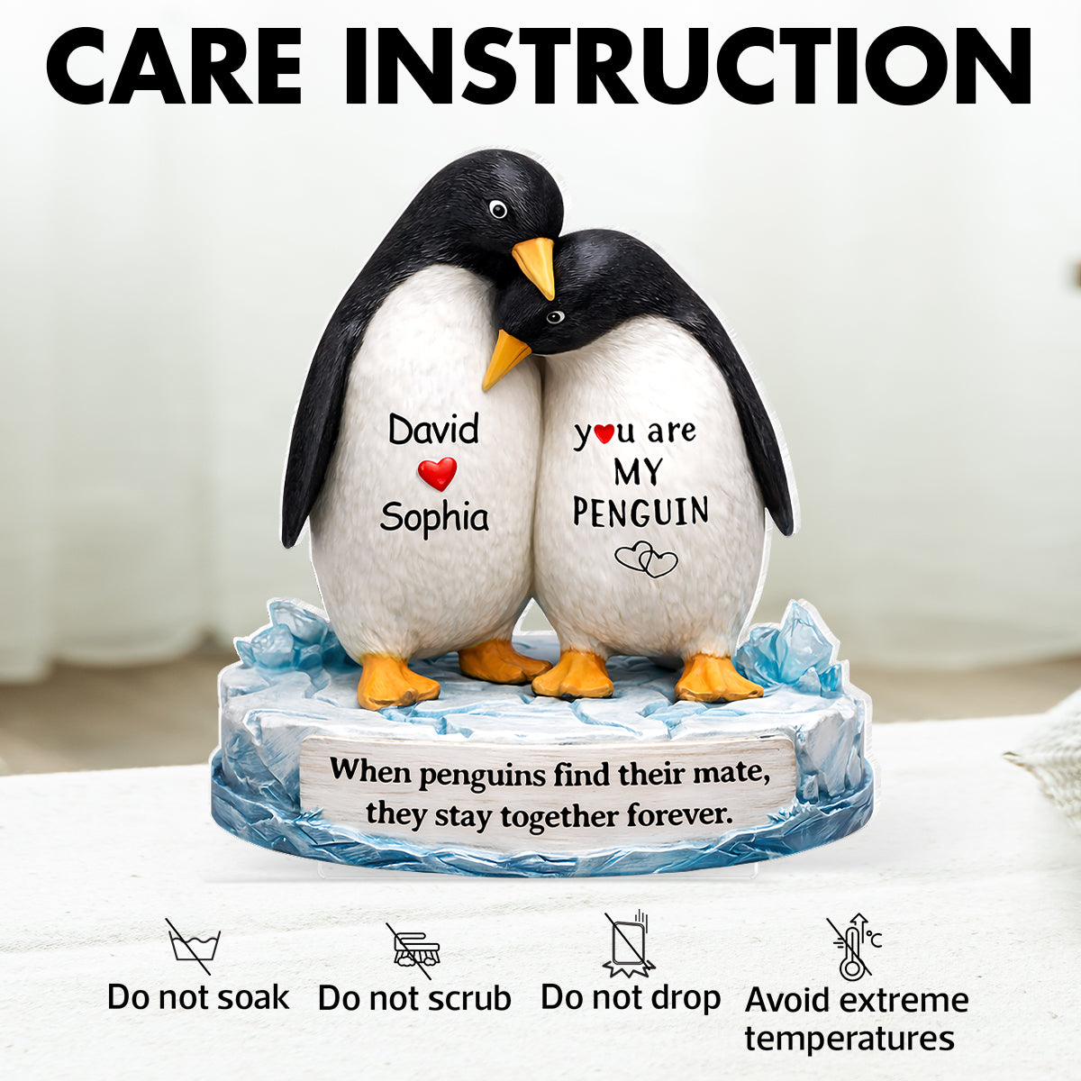 You Are My Penguin - Personalized Acrylic Block Plaque - Sentimental Wedding Anniversary Gift, Gift for Him, for Her