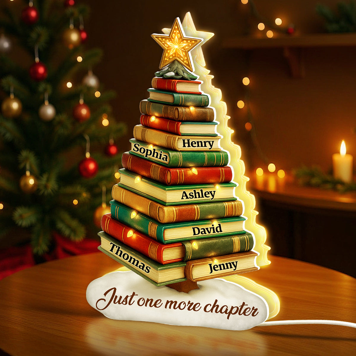 Book Lovers Christmas Tree - Personalized Light Box - Christmas Gift For Book Lovers